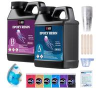LET'S RESIN Juego de resina epoxi de 1000 ml, sin burbujas, 1:1 por volumen, resina epoxi transparente con endurecedor para obras de arte, resina, joyas, moldes de silicona, superficie de mesa,
