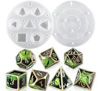 LET'S RESIN Moldes de resina de dados mejorados, moldes de dados de silicona DND grandes para resina con 7 cavidades, moldes de resina epoxi poliédricos estereoscópicos para hacer dados de bricolaje,
