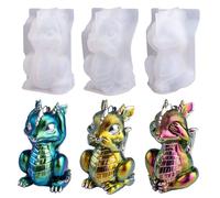 LET'S RESIN Moldes de resina de dragón, escucha, habla, no ve mal, 3 moldes de resina epoxi de dragón, moldes de silicona de animales 3D para resina epoxi, manualidades artísticas, regalo