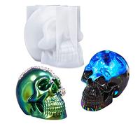 LET'S RESIN Moldes de silicona 3D con forma de calavera grande, molde de resina epoxi de calavera para hacer velas, decoración del hogar, al aire libre, manualidades de fundición de resina