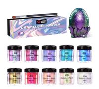 LET'S RESIN Polvo de camaleón, polvo de mica de cambio de color de 10 tarros para resina epoxi/vaso, polvo de pigmento cromado de cambio de color saturado para pintura, limo, uñas