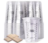 LET'S RESIN Vasos de mezcla de resina epoxi, 50 vasos medidores desechables de 8 onzas con 50 varillas de mezcla de madera, vasos medidores de plástico para líquidos, pigmento, cocina