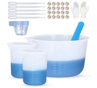 LET'S RESIN Vasos medidores de silicona grandes, 600 ml/20 oz tazas de mezcla de resina, 2 tazas de medición de 100 ml, varillas de silicona para mezclar, caucho de silicona, fabricación de joyas