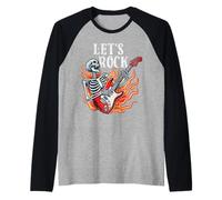 Let's Rock Guitarra Eléctrica Bandas Rock & Roll Lover Guitarrista Camiseta Manga Raglan