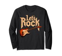 Let's Rock Guitarra Eléctrica Bandas Rock & Roll Lover Guitarrista Manga Larga