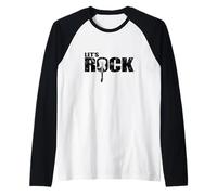 Let's Rock Guitarra Estilo Música Género Banda de Rock Camiseta Manga Raglan