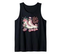 Let's Roll Flower Skate Retro Roller Vibes Colorido Patinaje Camiseta sin Mangas
