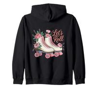 Let's Roll Flower Skate Retro Roller Vibes Colorido Patinaje Sudadera con Capucha