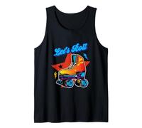Let's Roll Retro 1970s 1980s Patinaje Vintage Skater Camiseta sin Mangas