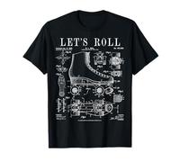 Let's Roll Roller Derby Patinaje Patinaje Patinaje Patente Vintage Camiseta