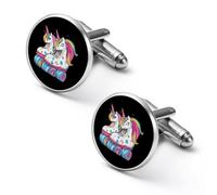 Let's Roll Un-icorn - Gemelos redondos para camisa de patinaje sobre ruedas, para negocios, bodas, fiestas, día del padre, 2.0cm, Metal, No es una piedra preciosa