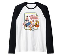 Lets Summon Demons Occult Retro Vintage Funny Adult Humor Camiseta Manga Raglan