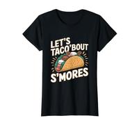 Let's Taco Bout Smores Funny Camping Smores Camiseta gráfica económica, Mujer, Negro, XS