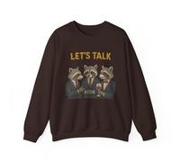 Let's Talk - Sudadera unisex de mezcla pesada con cuello redondo Funny Raccoons, Chocolate oscuro, Medium