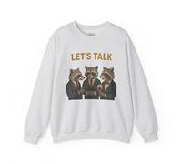 Let's Talk - Sudadera unisex de mezcla pesada con cuello redondo Funny Raccoons, Fresno, X-Large