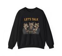 Let's Talk - Sudadera unisex de mezcla pesada con cuello redondo Funny Raccoons, Negro -, 4X-Large