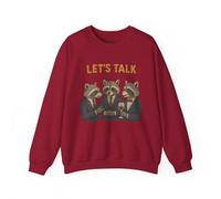 Let's Talk - Sudadera unisex de mezcla pesada con cuello redondo Funny Raccoons, Rojo cardenal, XL