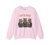 Let's Talk - Sudadera unisex de mezcla pesada con cuello redondo Funny Raccoons, Rosa claro, Large
