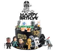 LETSHOLD 15 Piezas Topper Tarta Cumpleaños Sta War con Mini Figuras para Niños, Decoración Tarta Cumpleaños Sta War Niños, Cake Topper para Fiesta de Cumpleaños Niños (A)