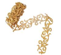 letsinstyle 1 Yarda de Adorno Bordado Dorado, Apliques de Encaje Termoadhesivos con Flores Metálicas de 1.37 Pulgada, Cinta con Patrón de Ondas Metálicas para Coser