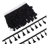 letsinstyle 10 Yarda de Flecos de Borla Negra, Cinta de Encaje de 4.5cm de Ancho para Coser, Manualidades Y Decoración del Hogar.