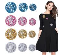 letsinstyle 12 Parche Bordado de Bola de Discoteca, Aplique Bordado con Brillantina, Parche Termoadhesivo para Fiesta de Música Occidental, Ideal para Hacer Tú Mismo, Ropa, Mochilas, Camisas