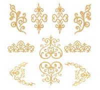 letsinstyle 12 Parche Termoadhesivo con Bordado Floral Dorado, Aplique de Encaje con Bordado de Flores Doradas, Apliques de Encaje de Poliéster para Vestidos de Novia, Vestidos de Fiesta