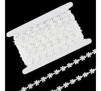 Letsinstyle 15 yarda de Borde de Encaje de Margaritas Blancas, Cinta de Aplique de Bordado de Flores de Ganchillo de 0.59 pulgada, Adorno Decorativo de Encaje Floral Vintage para Costura, Manualidades
