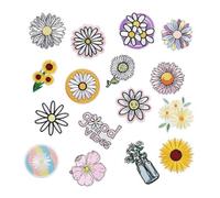 letsinstyle 16 Parche Bordado de Margaritas, Parches Florales Termoadhesivos, Apliques de Bordado de Girasoles para Ropa, Chaquetas, Sombreros, Mochilas, Cortinas, Manteles