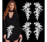 letsinstyle 2 par de Parches Termoadhesivos de Flores de Encaje Bordado Blanco, Apliques Bordados de Encaje Vintage, Adornos Florales con Apliques para Vestidos de Novia, Costura Y Manualidades DIY