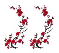 letsinstyle 2 Parche Bordado de Flor de Ciruelo de Gran Tamaño, 14.2" x 5.5" Parche de Flor de Ciruelo Bordado, Aplique Floral Termoadhesivo para Mezclilla, Sombreros, Reparación de Ropa DIY