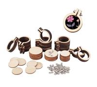 letsinstyle 20 Juego de Mini Aros de Bordado, Aro Redondo de Madera para Punto de Cruz, Círculo Ajustable para Manualidades de Costura Práctica