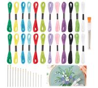 letsinstyle 42 Kit de Hilos Sashiko, 24 Hilo de Algodón de 8 m Y 18 Agujas de Coser A Mano, Paquete de Inicio de Bordado Sashiko para Acolchado A Mano