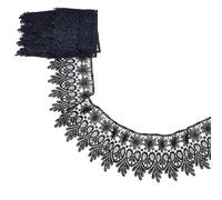 Letsinstyle 5 yarda de Borde de Encaje Negro, Cinta de Encaje Ancha con Borde Bordado Y Ribete Festoneado, Adornos Florales Vintage para Decoración de Bodas, Manualidades de Costura DIY