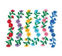 Letsinstyle 6 pieza de Parches Termoadhesivos Bordados con Flores de 9.4 pulgadas de Largo, Parche Termoadhesivo de Flor de Ciruelo, Apliques Multicolores para Adornar Prendas, Zapatos, Jeans Y Ropa.