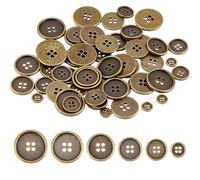 Letsinstyle 60 pieza de Botones de Metal para Coser de Latón Antiguo, Botón Redondo Retro de 4 agujero, Cierres de Costura de Bronce para Hombres Y Mujeres, Blazers, Abrigos, Uniformes, Camisas