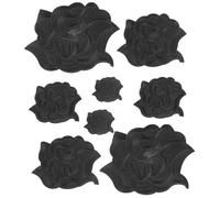 Letsinstyle 8 pieza de Parches de Rosa Negra, Parches de Peonía con Bordado Retro de 4 tamaño, Parches Termoadhesivos de Flores para Reparar Jeans, Chaquetas, Suéteres, Sombreros
