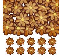 letsinstyle Parches Termoadhesivos de Flores de 50 Pulgadas 1.57 x 1.57 Pieza, Mini Aplique Floral Bordado de Poliéster, Parche Bordado Marrón para Ropa, Chaquetas, Mochilas Y Decoraciones.