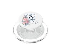 Letter A Initial Monogram Nurse Pink Roses Heart Stethoscope PopSockets PopGrip para MagSafe