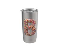 Letter B Candy Rainbow Sprinkles Monogram Style Vaso térmico de acero inoxidable de doble pared