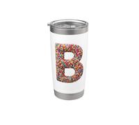 Letter B Candy Rainbow Sprinkles Monogram Style Vaso térmico de acero inoxidable de doble pared