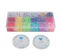 Letter Beads Alphabet Beads, Bracelet Beads Jewelry Making Kit, 1200PCS DIY Craft Beads with 2 Rolls Strings, Rich Vibrant Colors for Necklace Bracelet Anklet Making, Creative