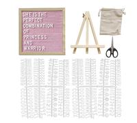 Letter Board - Message Sign Board | Felt And Wood Display Boards With 340 Letter Cards, Scissors, Stand And Cloth Bag For Home, Office, Café, Events