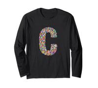 Letter C Candy Rainbow Sprinkles Monogram Style Manga Larga