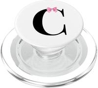 Letter C Coquette Monogram with Pink Bow Initial Name PopSockets PopGrip para MagSafe