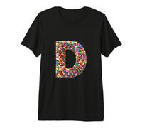 Letter D Candy Rainbow Sprinkles Monogram Style Camiseta Premium