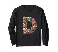 Letter D Candy Rainbow Sprinkles Monogram Style Manga Larga