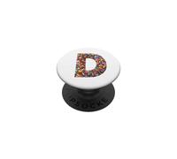 Letter D Candy Rainbow Sprinkles Monogram Style PopSockets PopGrip Adhesivo