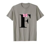 Letter F Coquette Monogram with Pink Bow Initial Name Camiseta