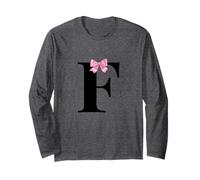 Letter F Coquette Monogram with Pink Bow Initial Name Manga Larga